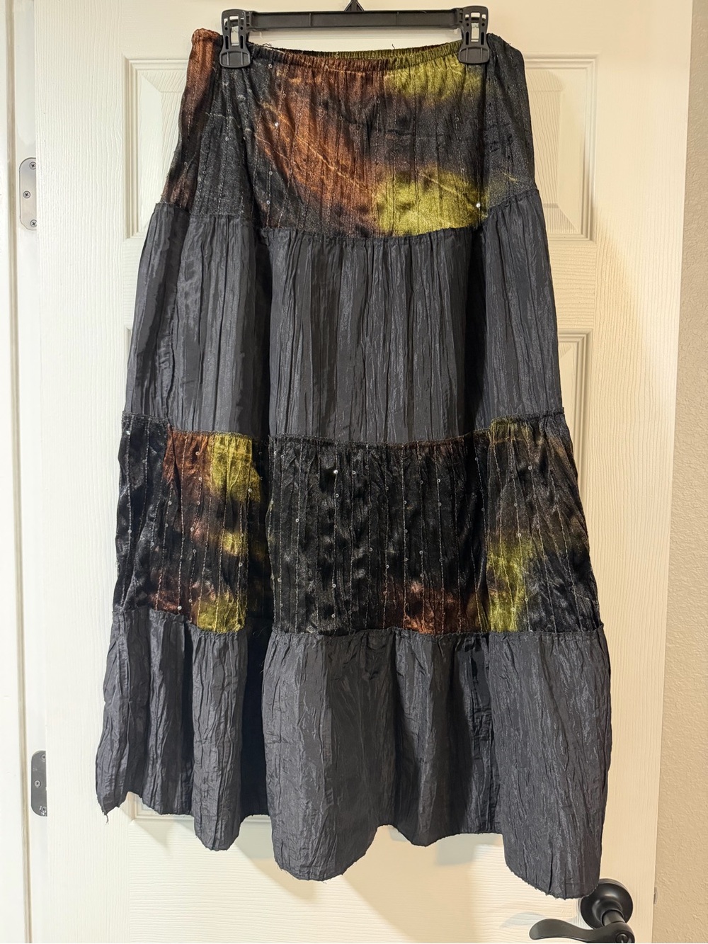 Vintage Whimsigoth Velvet Sequin Maxi Skirt